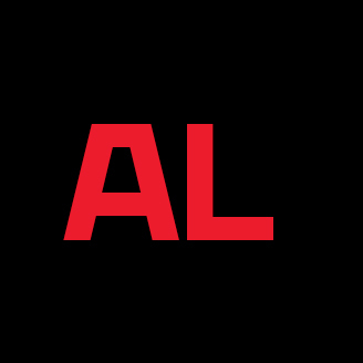 "Advanced learning emblem with red 'AL' on a black background symbolizing tech excellence."
