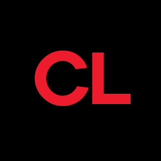 Logo avec initiales "CL", fond noir, lettre "C" rouge et "L" blanc.