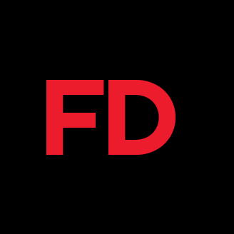 Logo rouge et noir avec les lettres "FD" pour une université technologique.