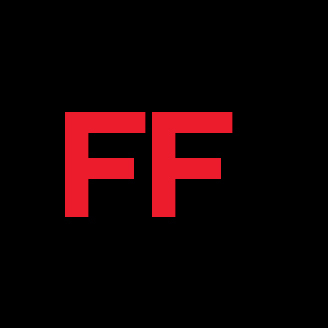 Logo FF rouge sur fond noir.