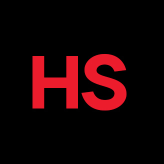 Abstract logo with the letters "H" and "S" in red on a black background, representing a higher education institute in technology.