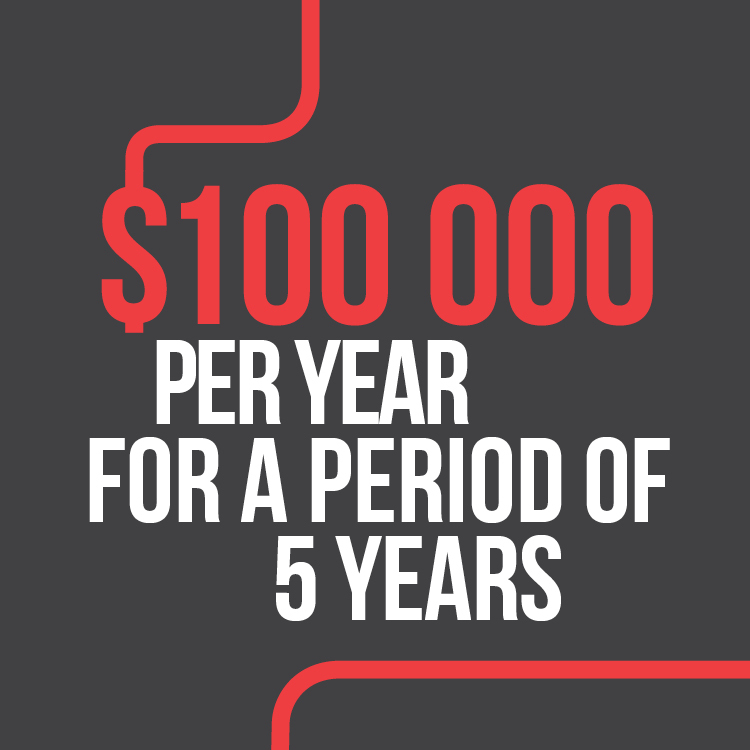 Earn $100,000 yearly for 5 years at our tech university.