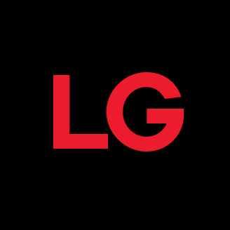 "LG logo with bold red letters on a black background, symbolizing dynamic tech innovation."