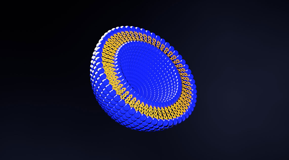 Structure 3D torsadée en bleu et jaune, concept de nanotechnologie.
