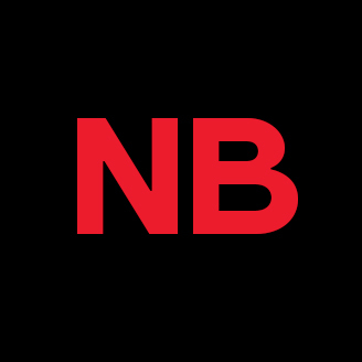 University logo with red letters "NB" on a black background.