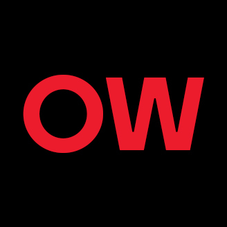 Red and black bold letters "OW" on a solid background, possibly a university or tech institution's logo.