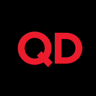 A bold red "QD" logo against a black background, symbolizing a tech-oriented entity.