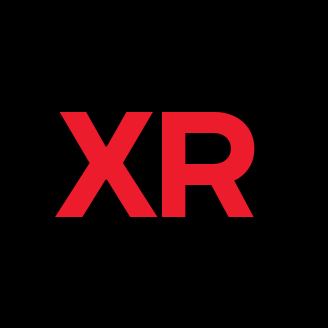 XR en rouge sur fond noir, possible sigle pour réalité étendue ou eXtended Reality.