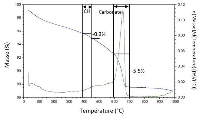 Analyse thermogravimétrique après carbonatation