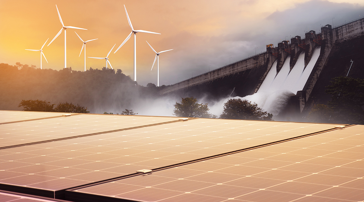Harnessing energy from sun, wind, and water, powering a sustainable future.