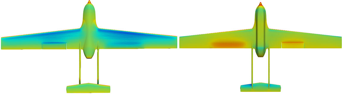 Pressure contours of the drone